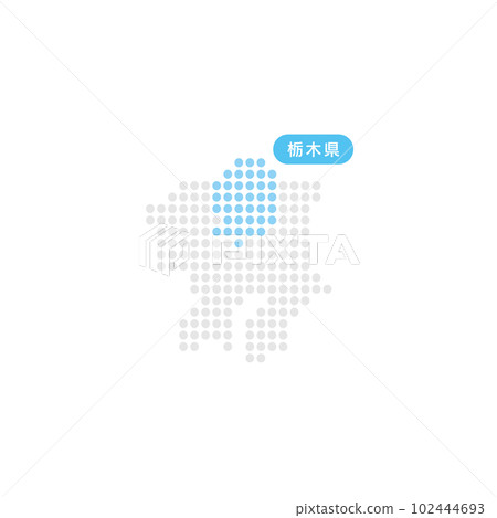 Map of Kanto and Tochigi prefecture composed of dots 102444693