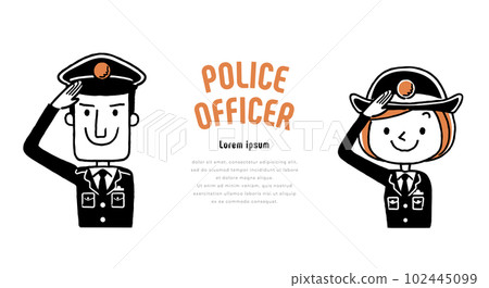 Vector illustration material: male police officer and female police officer, female police officer 102445099