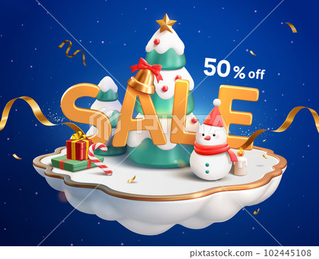 3D half off Christmas sale poster 3D half off Christmas sale poster 102445108