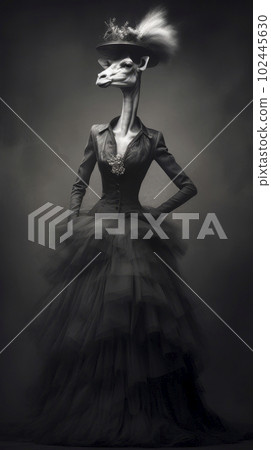 Monochromatic High-Fashion Poster Featuring Elegant Giraffes 102445630