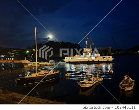 尾道港夜景_廣島縣尾道市_夜晚的碼頭 102446111