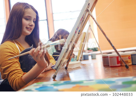Lessons in creativity. a young schoolgirl in an art class. Lessons in creativity. a young schoolgirl in an art class. 102448033