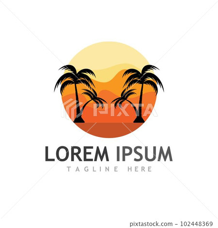 Palm tree summer logo template 102448369
