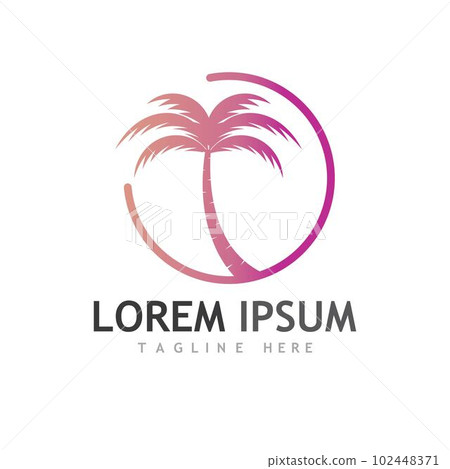 Palm tree summer logo template 102448371