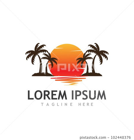 Palm tree summer logo template 102448376