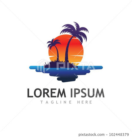 Palm tree summer logo template 102448379