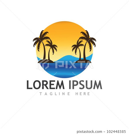 Palm tree summer logo template 102448385