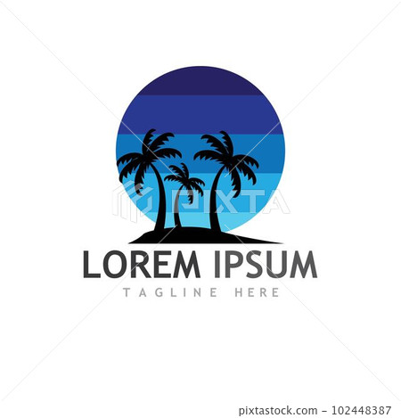 Palm tree summer logo template 102448387