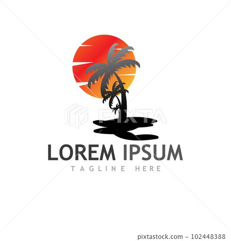 Palm tree summer logo template 102448388