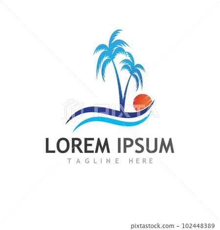 Palm tree summer logo template 102448389