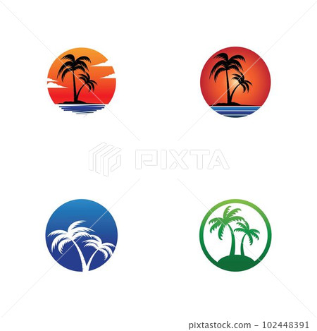 Palm tree summer logo template 102448391