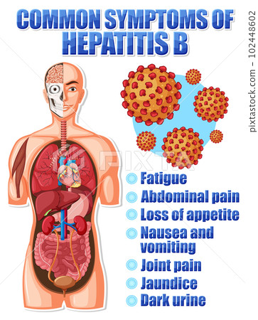 Informative poster of common symptoms Hepatitis B 102448602