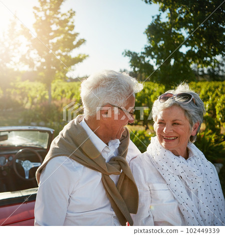 Having lots of memorable moments along the way. a senior couple going on a road trip. Having lots of memorable moments along the way. a senior couple going on a road trip. 102449339