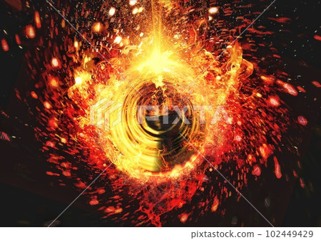 3d illustration of burning fireball 102449429