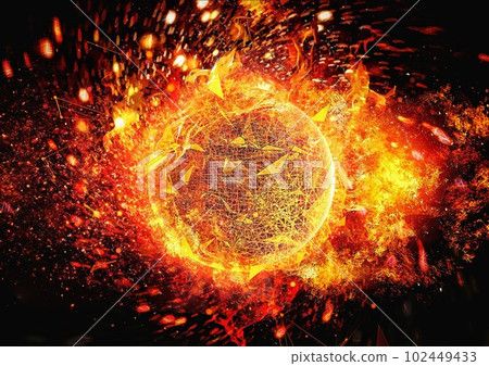 3d illustration of burning fireball 3d illustration of burning fireball 102449433