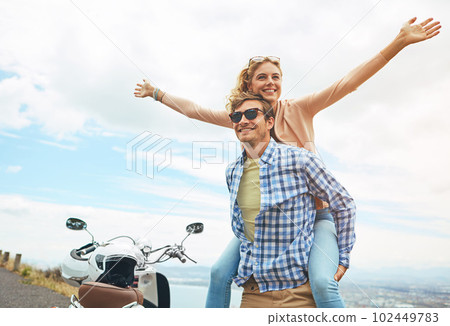 Its always better when theyre together. a young couple enjoying a day outdoors. 102449783