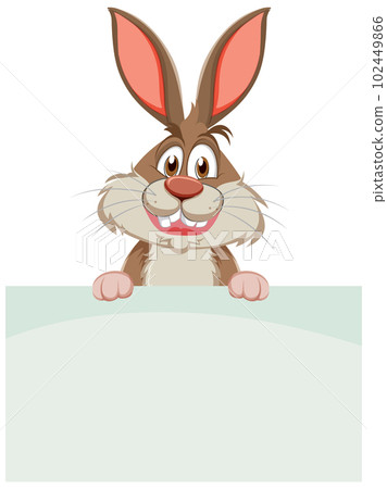 Funny Rabbit with Blank Banner Template 102449866
