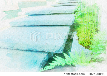 [Aichi Prefecture] Watercolor painting of stone pavement in Shikemichi, Nagoya City 102450098