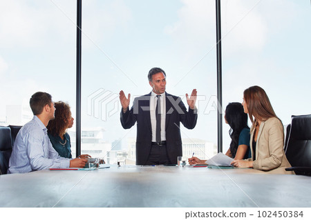 The teams talking strategy. a group of businesspeople in a meeting. 102450384