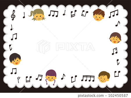 兒童和音符的框架 102450587