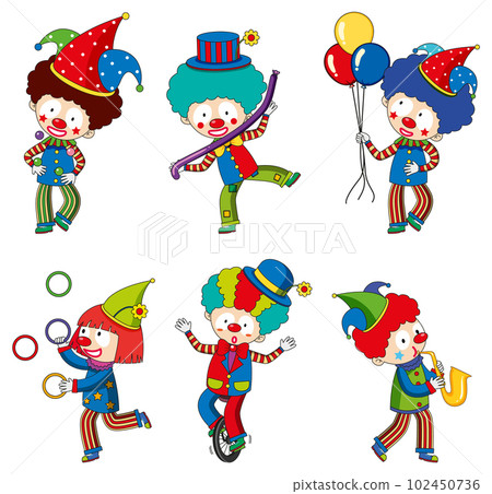 Set of Playful Clowns 102450736