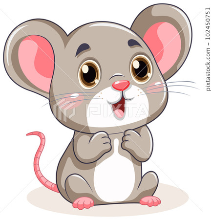 Cute Little Mouse with Big Ears Cartoon Character Cute Little Mouse with Big Ears Cartoon Character 102450751