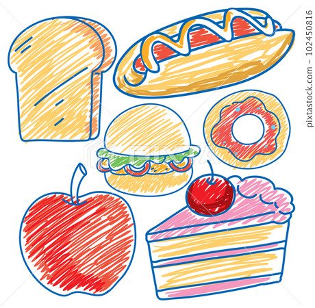 Set of food scribble style 102450816