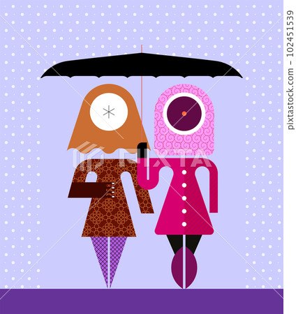 Two Women Under An Umbrela Two Women Under An Umbrela 102451539