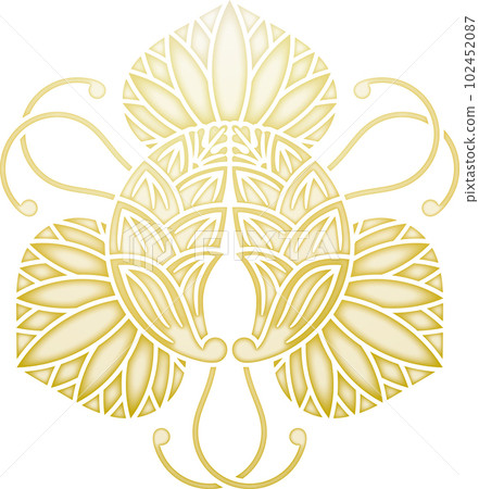 Family crest, three vines, aoi, and myoga [gold] 102452087