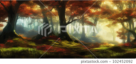 Fantasy epic magic mountain landscape. Mystical winter valley valley , Panoramic view of big mountains . Mountains landscape. Rural nature background. hills horizon 102452092