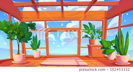 Glass window interior with sky view and wood floor Glass window interior with sky view and wood floor 102453332