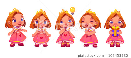 Cute princess character with expression, emotions 102453380