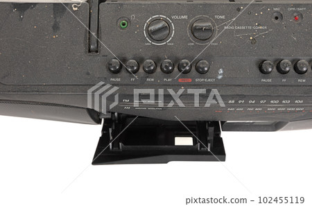 Old 1980s cassette deck with radio (FM and AM) and two cassette players Old 1980s cassette deck with radio (FM and AM) and two cassette players 102455119