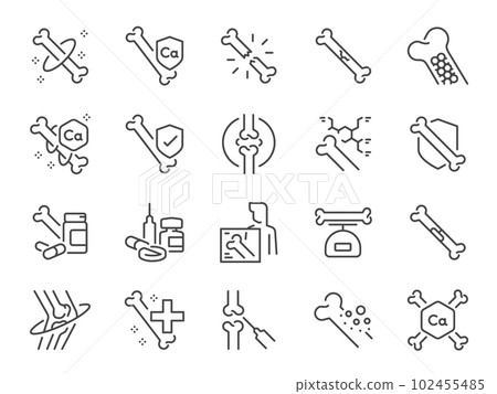 Bone icon set. It included the orthopedic, calcium, anatomy, and more icons. 102455485