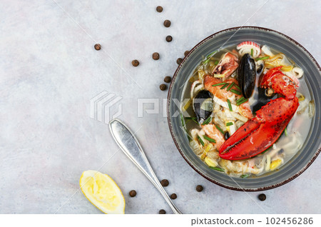 Spicy traditional fish soup, recipe place 102456286
