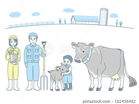 Dairy farmer family cow Jersey cow 102456482