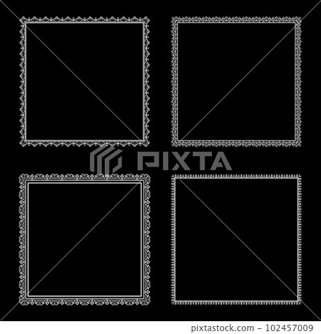 Set of decorative frames Elegant vector element for design in Eastern style, place for text. Floral black and white borders. Lace illustration for invitations and greeting cards. Set of decorative frames Elegant vector element for design in Eastern style, place for text. Floral black and white borders. Lace illustration for invitations and greeting cards. 102457009