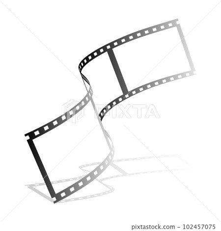 Winding film ribbon. Narrow strip of 35 mm tape. Classic film for cameras and movie cameras. Movie festival design element. 3d Vector isolated on white back Winding film ribbon. Narrow strip of 35 mm tape. Classic film for cameras and movie cameras. Movie festival design element. 3d Vector isolated on white back 102457075