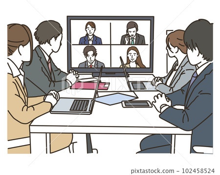 Business people who make video calls with multiple people Business people who make video calls with multiple people 102458524