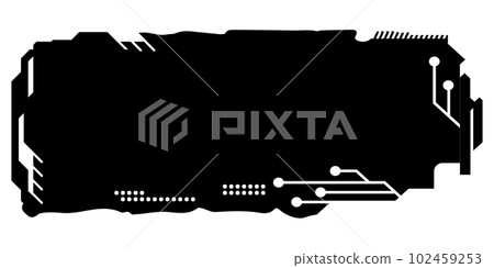 Rectangular design clipart in tech style isolated on white. Short tech plate with copy space. Clipart. Rectangular design clipart in tech style isolated on white. Short tech plate with copy space. Clipart. 102459253