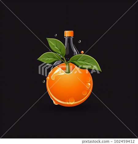 Orange Juice Design on a Dark Background. Generative AI. Orange Juice Design on a Dark Background. Generative AI. 102459412