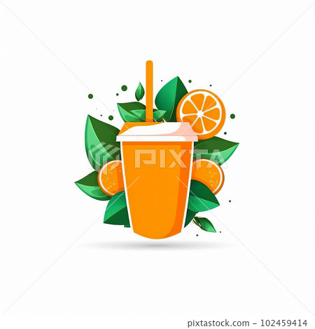 Orange Juice Design on a White Background A Fresh and Simple Idea. Generative AI. 102459414