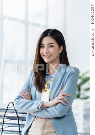 Accountant asian woman working on laptop and do document, tax, exchange, accounting and Financial advisor concept 102461297