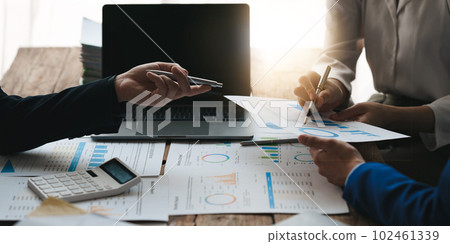 Fund managers team consultation and discuss about analysis Investment stock market. analysis, research finance Fund managers team consultation and discuss about analysis Investment stock market. analysis, research finance 102461339