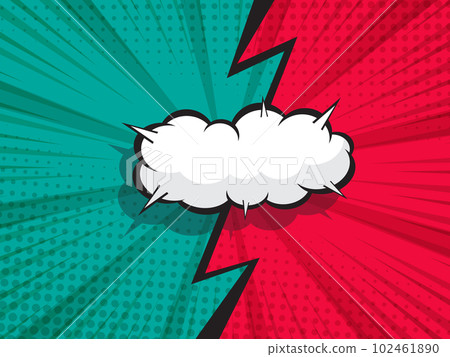 abstract comic book, pop art vs, versus, duel fight cartoon  with blank speech bubble halftone 102461890