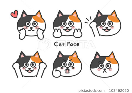 可愛貓臉套裝印花布貓擬人化 102462030