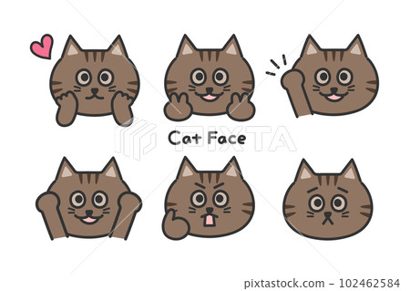 Cute cat face set Pheasant anthropomorphic 102462584