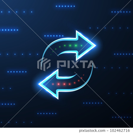 Two spin arrows with green and red dots. Data receive, Digital money send Two spin arrows with green and red dots. Data receive, Digital money send 102462716