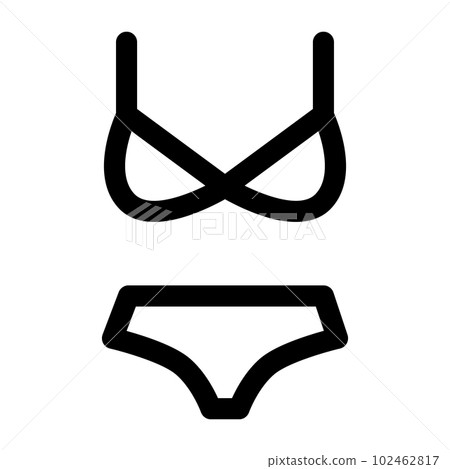 代表服裝、內衣、胸罩和比基尼的線條風格圖標 102462817