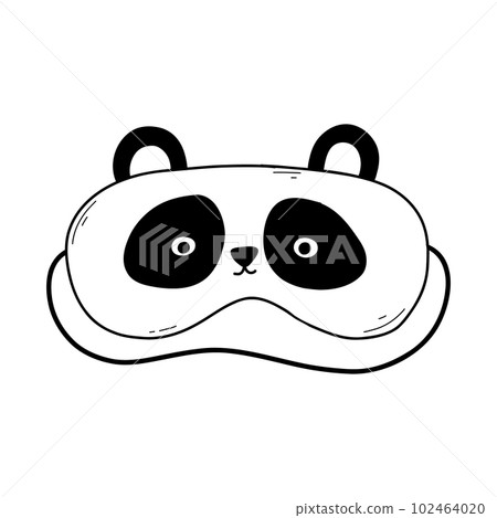 Mask for sleep. Vector illustration. Doodle style. Linear sleep mask in the form of a panda. Mask for sleep. Vector illustration. Doodle style. Linear sleep mask in the form of a panda. 102464020